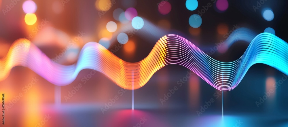 Aufkleber digital background with sound waves and bokeh lights for data analysis