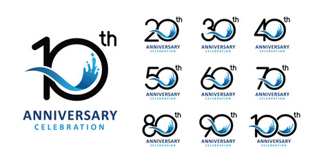 Set of anniversary design water number