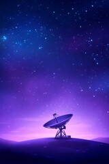 Satellite dish station receiving signals from space flat design top view space exploration theme animation vivid