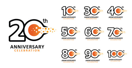 Set of anniversary design modern circle number