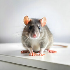 Funny rat isolated on white background.