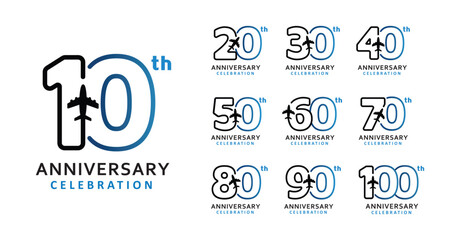 Set of anniversary design plane number