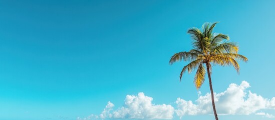 Obraz premium Palm Tree Against a Clear Blue Sky