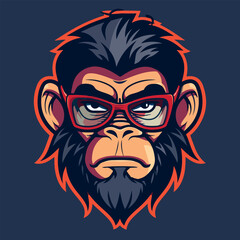 Gorilla with glasses vector illustration on isolated background