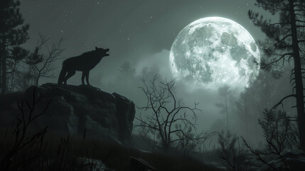 wolf howling at the moon
