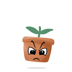 angry plant pot character. cute, funny, and playful concept. living room, furniture, and education themes