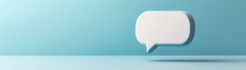 Fototapeta premium Speech bubble on soft blue background, minimalistic design