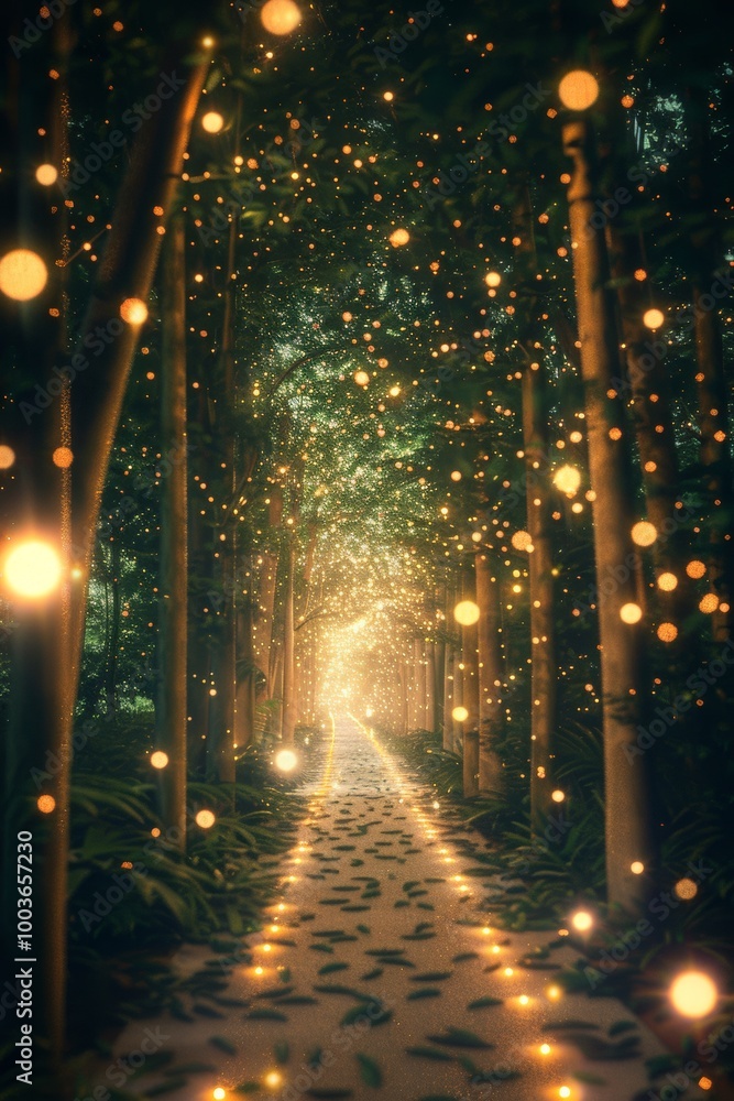 Sticker Visualization of success as a pathway lined with glowing lights.