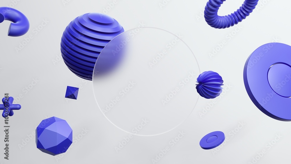 Poster collection of plastic abstract geometric elements for design - 3d render.