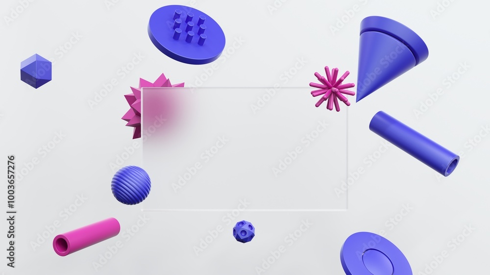 Poster collection of plastic abstract geometric elements for design - 3d render.
