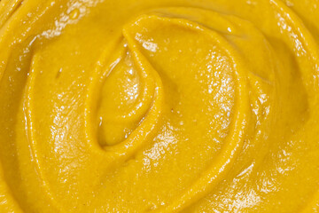 Macro Texture Mustard Sauce, Natural Traditional Spicy Mustard Sauce.