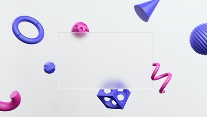 Collection of plastic abstract geometric elements for design - 3d render.