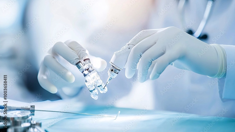 Poster an ai-powered robot surgeon performing a delicate operation, symbolizing the precision of ai in medi