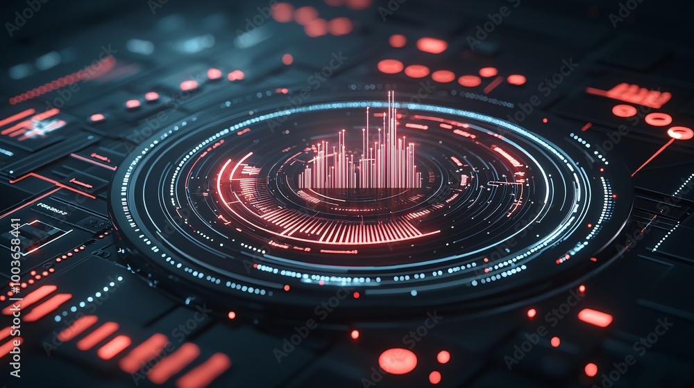 Aufkleber a digital interface with ai-powered predictive analytics visualized as glowing graphs and charts, sy