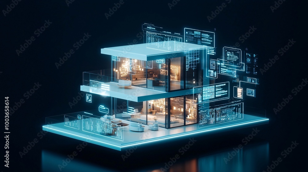 Poster an ai-powered smart home with holographic displays, symbolizing the seamless integration of ai into 