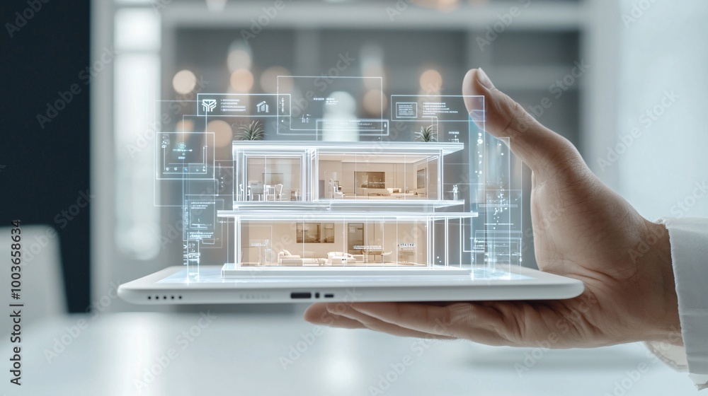 Poster an ai-powered smart home with holographic displays, symbolizing the seamless integration of ai into 