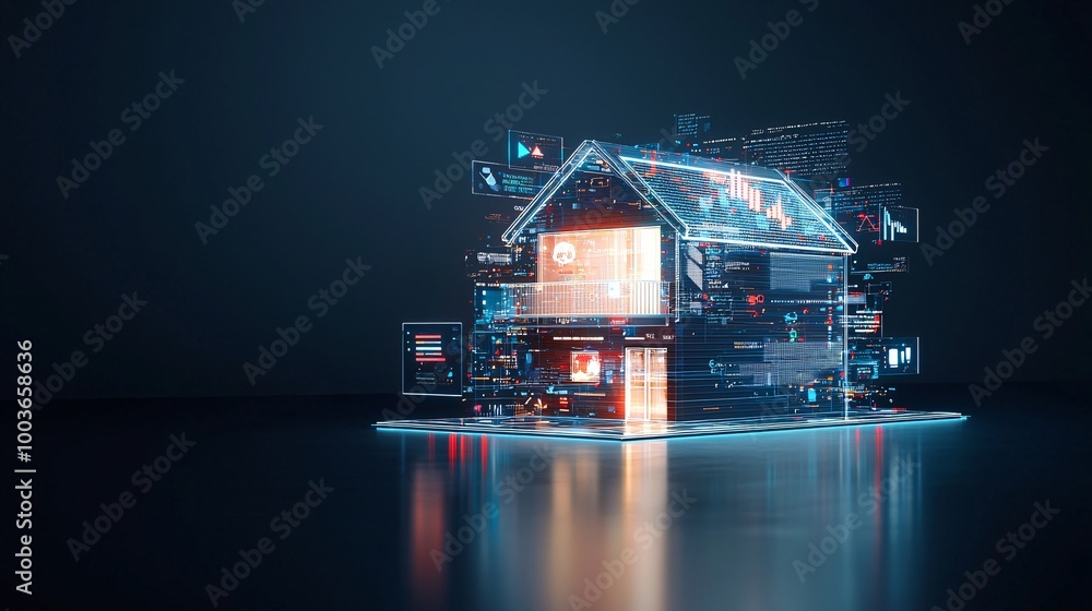 Aufkleber an ai-powered smart home with holographic displays, symbolizing the seamless integration of ai into 