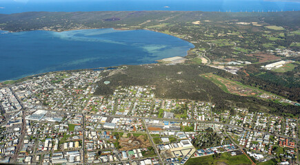 Rural town of Albany WA taken from aircraft looking over the CBD, residential, commercial and...