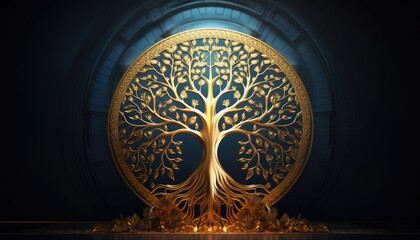 tree of life sacred symbol individuality prosperity and growth concept 3d illustration