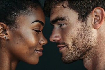 Fototapeta premium A man looking at his partner with deep love in his eyes, reflecting true affection