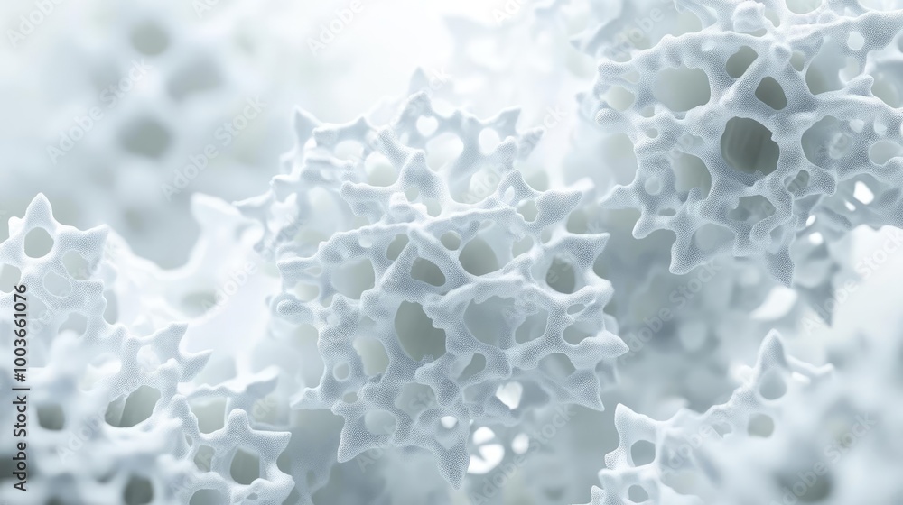 Poster Close-up of intricate white structures resembling natural textures, perfect for abstract or scientific concepts.