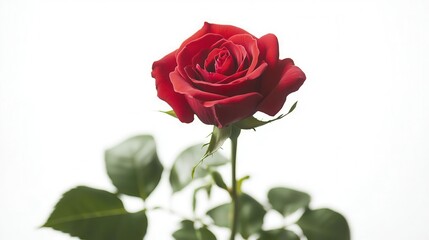 Red rose on a white isolated background.