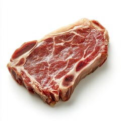 Obraz premium Pork steak isolated on a white background, showcasing its juicy texture and delicious marbling.