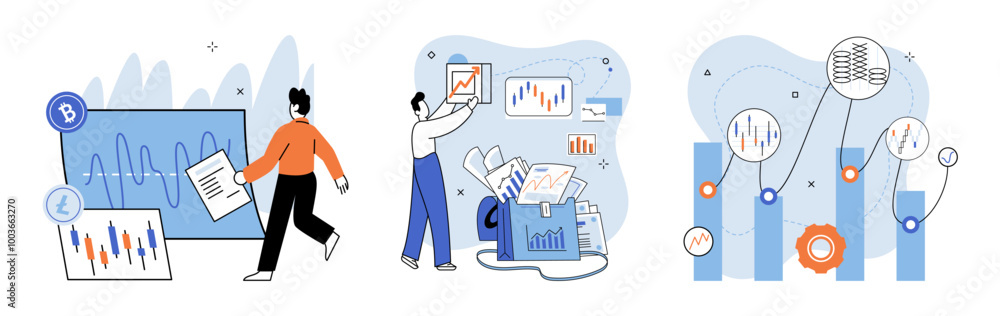 Poster technical analysis. vector illustration. explaining complex financial concepts requires solid unders