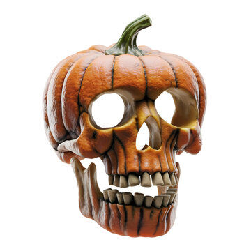 Pumpkin sacry halloween skull isolated on white background