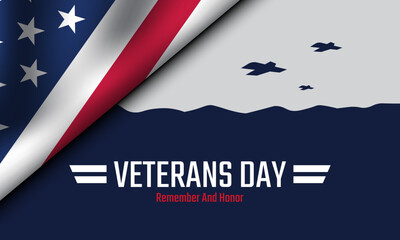 Veterans day illustration with American flag.