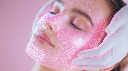 Close-up of woman undergoing AI-powered facial treatment
