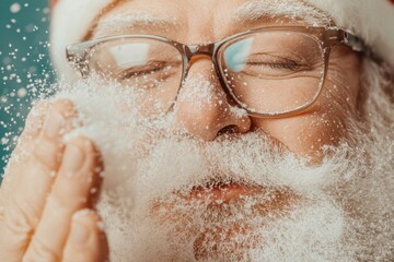Fototapeta premium Close-up of Santa with glasses and a white beard