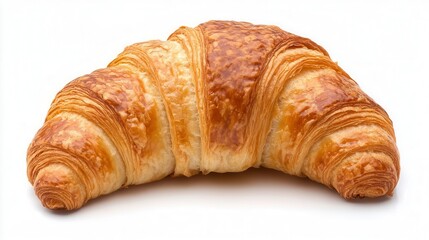 Croissant, fresh bakery item, golden brown, isolated background