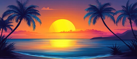 Fototapeta premium Tropical Sunset with Palm Trees
