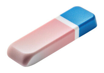 Pink and Blue Eraser Isolated on Transparent Background.
