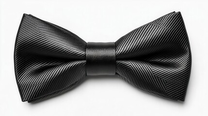 Elegant black bow tie, white isolated background