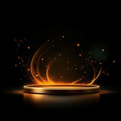 Golden Podium with Glowing Lights and Sparkles.