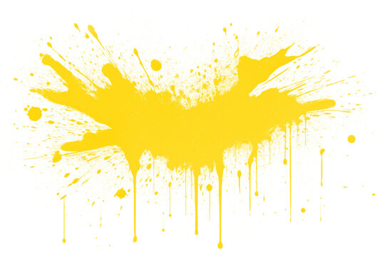 Yellow paint splatter Isolated on Transparent Background.