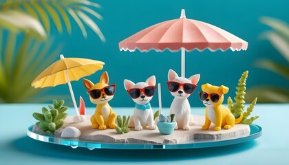 family on the beach with umbrella