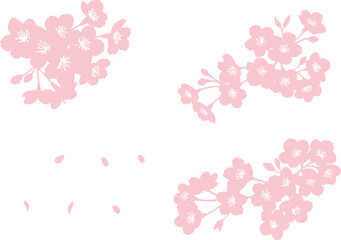 桜のシルエットイラストセット © miko