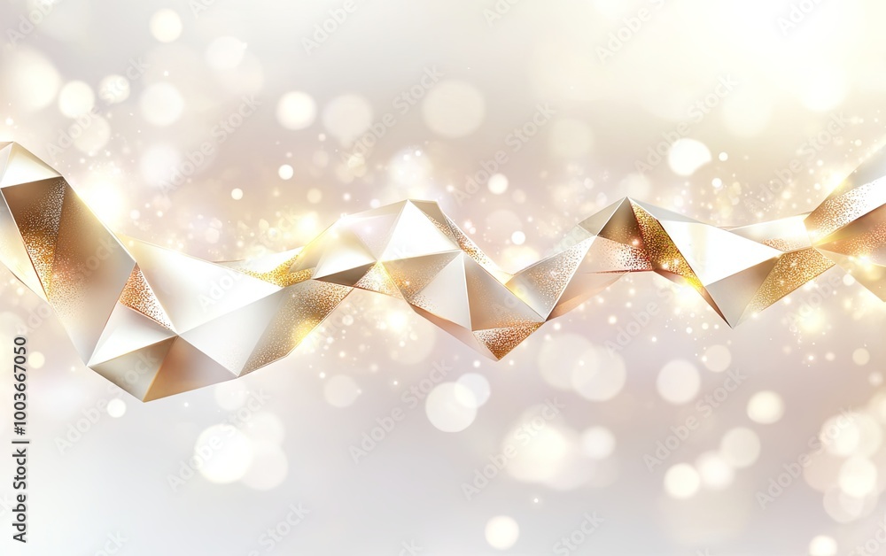 Poster a shimmering abstract design featuring geometric shapes and soft bokeh lights, ideal for backgrounds