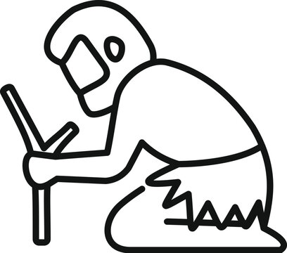 recommend clip art: Primitive man digging the ground with stick icon outline vector