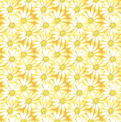 Abstract Colorful Daisy Seamless Pattern Vector. Floral pattern seamless texture ethnic batik Denmark damask on yellow background Daisy Flower motifs paisley wallpaper. Design for all textiles print.