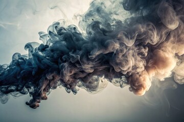 Obraz premium smoke effect, abstract background, foggy, smoky, depth of field, ethereal, mysterious, mist, Abstract dark smoke billowing against a light background with a shallow depth of field