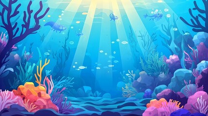 Naklejka premium Underwater Coral Reef Scene