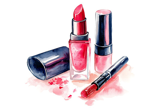 recommend clip art: Red lipstick clipart, isolated illustration.