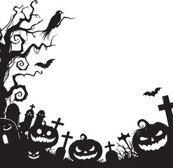 Fototapeta premium Halloween Haunted and Scary Ghost House Silhouette Vector illustration