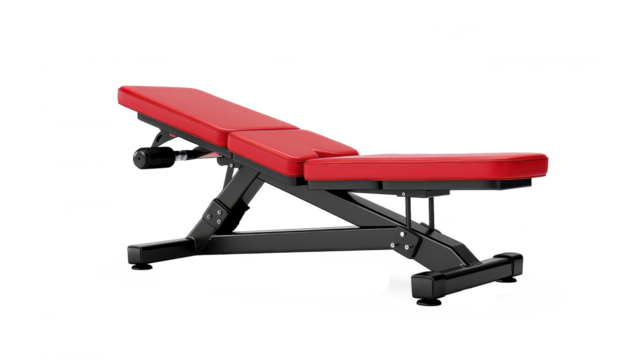 Adjustable weight bench on a white background, designed for versatile workouts and home gym setups, perfect for strength training