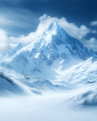 Obraz premium Snowy Mountain Peak with Clouds 3D Illustration
