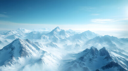 Obraz premium Snowy Mountain Range Landscape - 3D Illustration